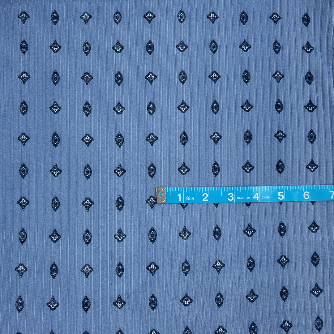 Blue Print Rib Knit