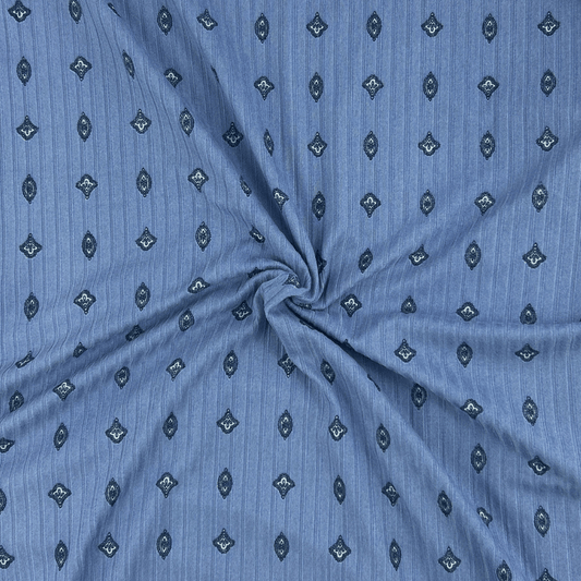 Blue Print Rib Knit